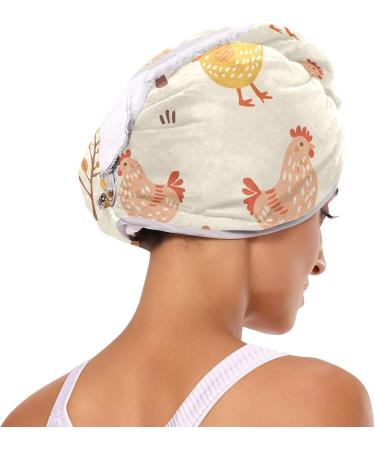 Cute Domestic Chicken Hair Towel 2 Pack | Super Absorbent Quick Dry Hair Turbans for Women & Girls - Buy Online on GoSupps.com