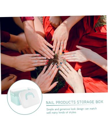 DOITOOL 1pc Storage Box Manicure Portable Toolbox Professional Nail Polish Plastic Toolbox Nail Polish Storage Holder Nail Stuff Organizer Handheld Nail Art Toolbox Large Nail Supplies 28.5x19.5cm Blue - Buy Online on GoSupps.com