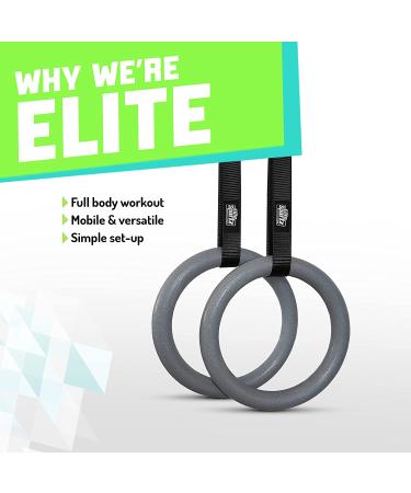 Elite Sportz Gymnastic Rings - Total Body Strength Training Set for Pull Ups - Non Slip Olympic Rings for Indoor Workouts - Buy Online on GoSupps.com