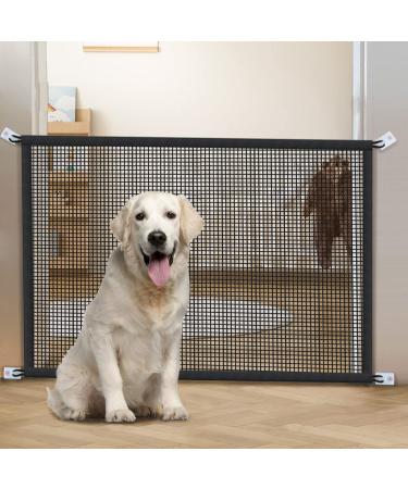 Dog Gates for The House, Magic Indoor Mesh Dog Gate for Stairs and Doorways,Stainless Steel Pole Reinforcement Design. 30" Tall, 38" Wide