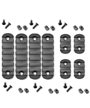 IORMAN Ultralight Mlock 8 Pcs Rails and Screws 3 Slot and 7 Slot Picatinny Rail Mount Rails Section Adapter