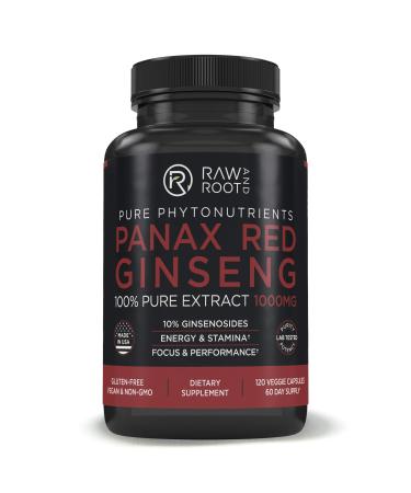 Panax Red Ginseng (Korean Ginseng) 100% Extract (4:1) - 1000mg x 4X Potency Compared to Root Powder - Standardized 10% Ginsenosides - Energy, Stamina, Performance, Focus - Veg Capsules (120 Veg Caps) 120 Count (Pack of 1)
