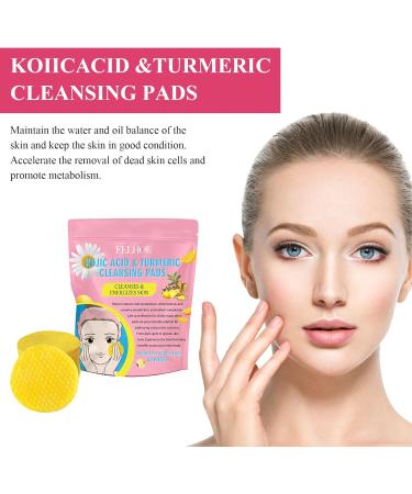 Neyeau Kojic Acid and Turmeric Pads 80 Pieces Turmeric Kojic Acid Pads Suitable for Unclogging Pores and Balancing Skin Oil and Water Belt Face Wash Wristband 2 Pieces - Buy Online on GoSupps.com