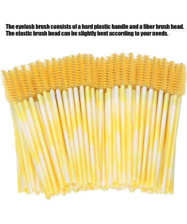 Mascara Brush Disposable Eyelashes Brush Hygienic Fiber Brush Head for Women Female(Yellow) - Buy Online on GoSupps.com