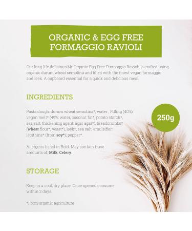 Mr Organic Formaggio Ravioli Egg Free Vegan Made with Organic Ingredients Rich and Creamy Cheese Alternative Perfect for Pasta Lovers 250g Pack - Buy Online on GoSupps.com