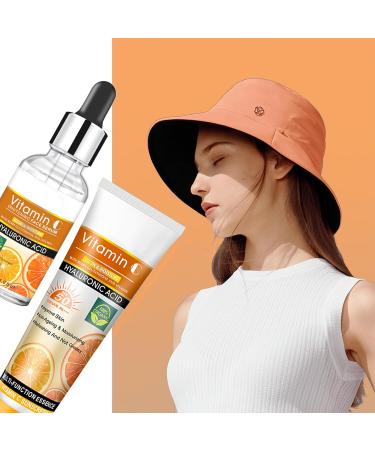 SPF 50 Face Sunscreen Set with Vitamin C Serum - Anti Aging & Sun Protection - Buy Online on GoSupps.com