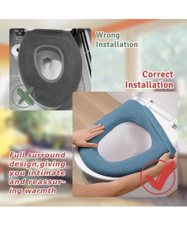Legigo 5 Pack Thick Bathroom Toilet Seat Cover Pads - Soft & Stretchable Washable Fiber Cloth - Easy Install, Comfortable and Warm Toilet Lid Seat Cover - Knit Elongated Blue - Buy Online on GoSupps.com