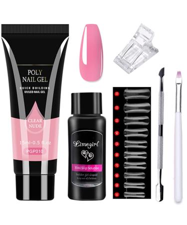 Poly Nail Gel Kit Nail Extension Set For Beginners Builder Extension Nail Kit With Slip Solution For Diy Nail Art Women Gift (10-PINK)