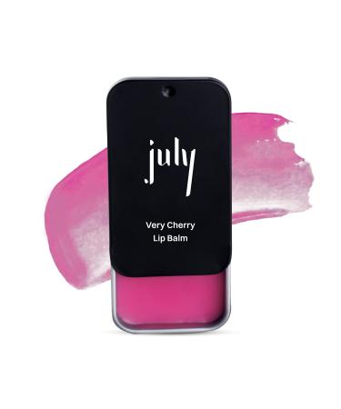 July Very Cherry Lip Balm 24hr Moisturization for Dry & Chapped Lips Hydrate & Lighten SPF 15 Soft Plump Lips Enriched with Jojoba Seed Oil & Sweet Almond Oil For Women & Men 10gm