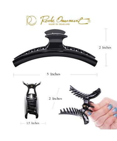 Buy RC ROCHE 6 Pieces Non-Slip Butterfly Hair Clips - Large Black | Firm Grip Hair Accessories for All Hair Types - Buy Online on GoSupps.com