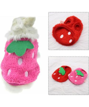 2PCS Strawberry Guinea Pig Winter Apparel Coats - Small Pet Warm Costumes for Rabbits, Ferrets, Chinchillas, Kittens - 3XS - Buy Online on GoSupps.com