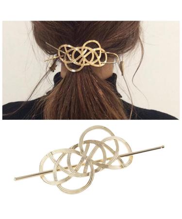 Dervivea Minimalist Gold Hair Stick Pin Viking Celtic Hair Bun Stick Celtic Knot Hairpin Metal Hair Bun Slide Long Hair Stick Decorative Hair Accessories for Women and Girls Headdress