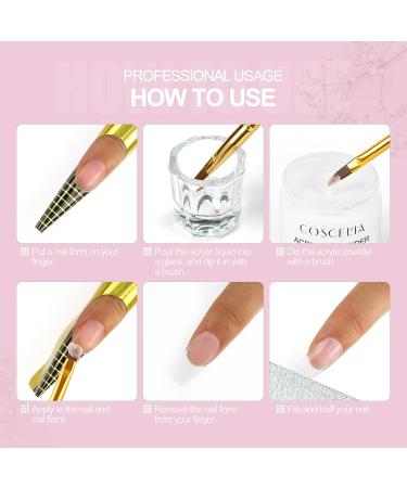 COSCELIA Acrylic Powder Set - 3 Colors 120G White Pink Clear for Nails Extension & 3D Carving - Home Salon Kit - Buy Online on GoSupps.com
