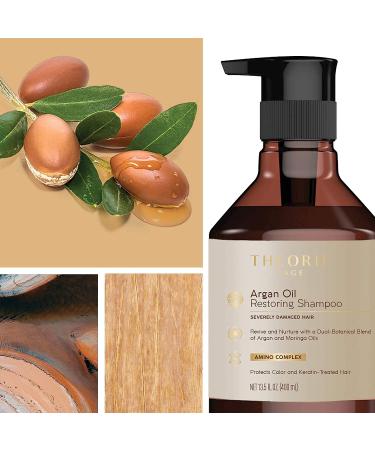 Theorie Argan Oil Restoring Shampoo 800mL - Sulfate-Free, Safe for All Hair Types - Color & Keratin Treatment Friendly - Moisturizing Formula - Pump Bottle - 27 Fl Oz - Buy Online on GoSupps.com