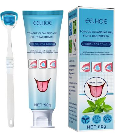 Gruwkue Tongue Cleaner Set | Tongue Cleaning Gel & Brush for Fresh Breath | Oral Care to Remove Bad Breath | Ideal for Adults - Buy Online on GoSupps.com