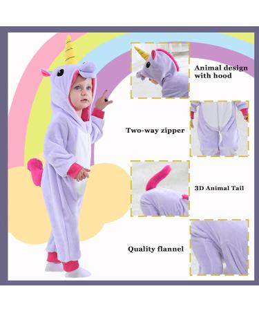 Doladola Baby Unicorn Romper | Flannel Animal Hooded Jumpsuit for Toddler | Infant Outfit 6-12 Months - Purple - Buy Online on GoSupps.com