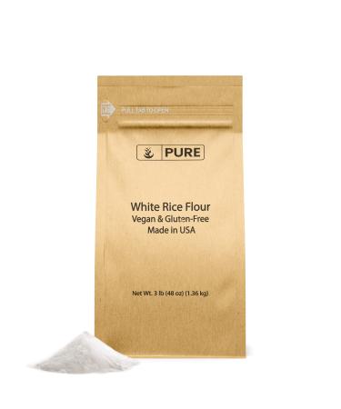 Pure Original Ingredients White Rice Flour (3 lb) Unbleached & Untreated, Flour Alternative, Vegan.