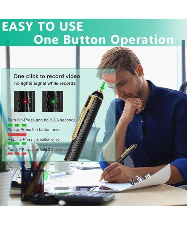 128G Hidden Camera, 1080P Spy Camera Pen, Body Camera, Mini Nanny Cam with 300 Minutes Video Loop Recording, Secret Camera-One Button Wireless Security Camera for Home - Buy Online on GoSupps.com