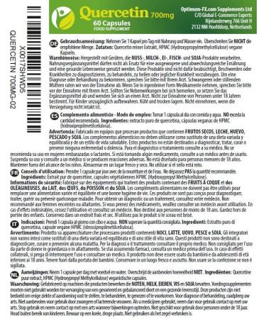 Quercetin 700mg Capsules - High Strength with Bioflavenoids | 60 Capsules - Buy Online on GoSupps.com