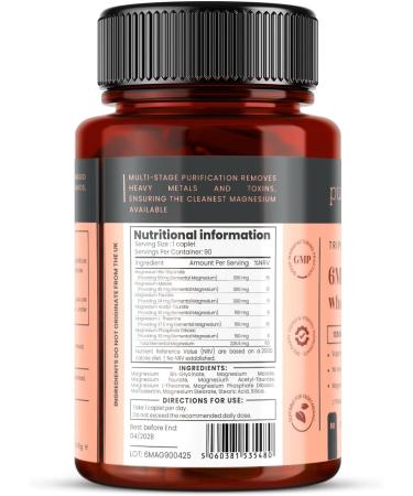 Double Strength Magnesium Whole Body Complex 1350mg x 180 Caplets (2 Bottles of 90) 247mg Elemental Magnesium 6 Superior Forms for Muscle Heart Brain & Bone Support 6 Months Supply - Buy Online on GoSupps.com
