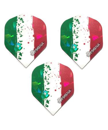 Art Attack Designa Italy Italian Flag Dart Flights, Red White & Green Holographic Strong Standard Dart Flights (3 Sets)