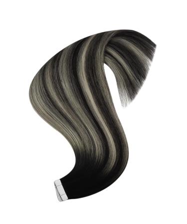Youngsee Ombre Tape In Hair Extensions - Real Hair 50cm Invisible Tape Smooth 50g - #1B/S/1B & #1B/Silver/1B - Buy Online on GoSupps.com