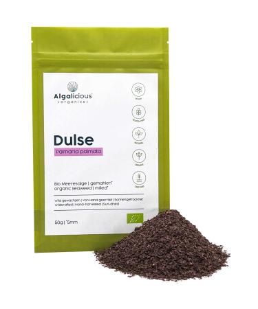 ALGALICIOUS Dulse Bio en Paillettes | 50 g | Algues sauvages de Atlantique Nord | Palmaria Palmata 100% V g talienne & Sans Gluten | Riche en Min raux & Prot ines