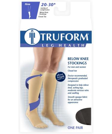 Buy Truform Short Length 20-30 mmHg Compression Stockings for Men & Women - Closed Toe Black Large (Pack of 5) | International Shipping Available - Buy Online on GoSupps.com