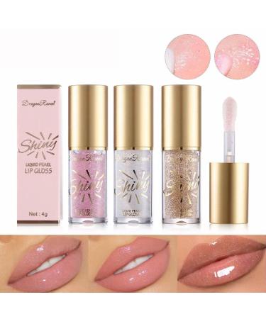 Plump Lip Glow Lot de 3 huiles l vres avec grande t te de pinceau hydratant non collant et hydratant Finition brillante pour les l vres nourrissantes