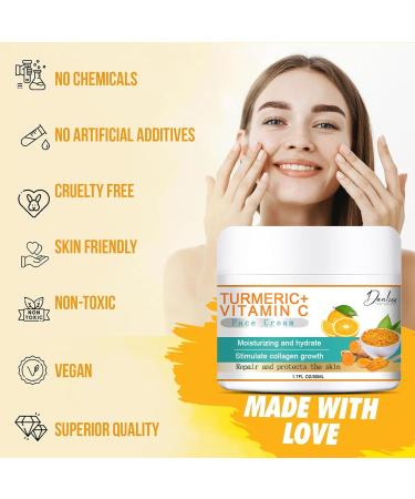 Turmeric Face Cream Anti Aging Face Cream Face Moisturiser Cream Vitamin C Face Cream Dark Spot Corrector Remover For Face Moisturizing Erase Fine Lines & Wrinkles Firming Glow Skincare - Buy Online on GoSupps.com