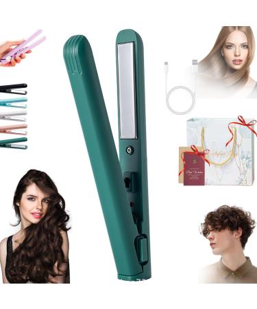Jocelynnae Ceramic Mini Hair Curler Mini Dual-Purpose Curling Iron Travel Curling Iron USB Rechargeable Curling Wand 2-in-1 Mini Curling Wand for Men and Women (Blue)