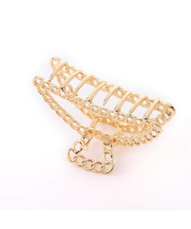 Textention Metal Hair Clips 2 Pack for Thick Hair - Gold + Silver Half Bun Barrette Jaw Clamp for Women/Girls - Buy Online on GoSupps.com