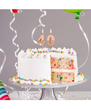 BBTO 40th Birthday Candles Glitter Cake Topper - Rose Gold Numeral Candles for Party Decoration and Anniversary Celebration - Buy Online on GoSupps.com