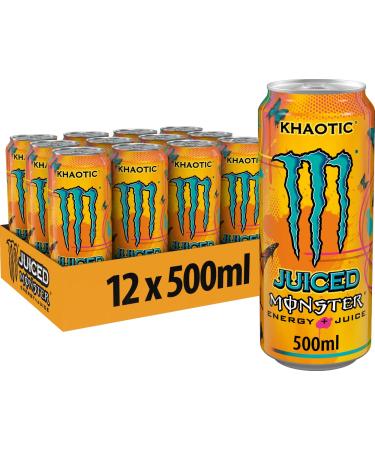 Monster Energy Juiced Khaotic - caffeinated energy drink with a tropical citrus taste - in practical disposable doses (12 x 500 ml)