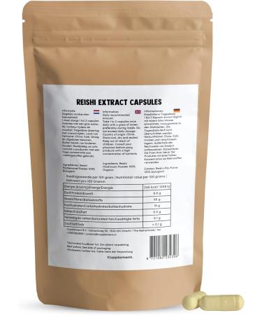 Cupplement - Reishi Extract Capsules 60 pieces - Extract 20:1 - Organic - 400 MG per capsule - Powder Free - Supplement - Superfood - Mushroom - Mushroom - Buy Online on GoSupps.com
