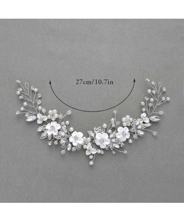 GORAlS Crystal Flower Bridal Hair Vine with Pearls - Wedding Headpiece for Women and Girls (Silver) - Buy Online on GoSupps.com