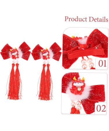 FRCOLOR 1 Pair hair accessories for tassel clips for hair Christmas Hanfu Metal Japanese-style Asia small hair clips red hairpin hair Hair clips long tassels pair clip - Buy Online on GoSupps.com