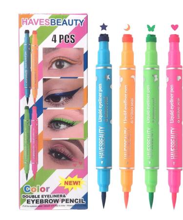 Eye Makeup Pencil - Eyeliner Pen For Eyeliner | 4 Colors Double Head Long Lasting Beauty Pen Imperme Heart Shape Makeup Liquid - Buy Online on GoSupps.com