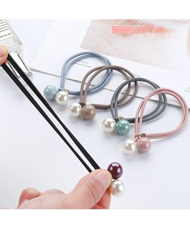 UaiUya 10pcs Big Bead Hair Tie Set for Women and Girls - Black, Blue, Pink, Gray, Light Brown - Buy Online on GoSupps.com