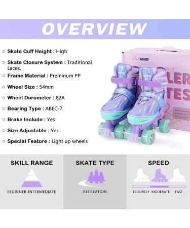 RunRRIn Girls Adjustable Roller Skates | Light Up Wheels | Purple | Size Medium (1-4 US) - Buy Online on GoSupps.com