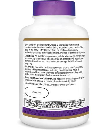 Buy 21st Century Fish Oil 1200 mg - 140 Softgels | Premium Omega-3 Supplement - Buy Online on GoSupps.com