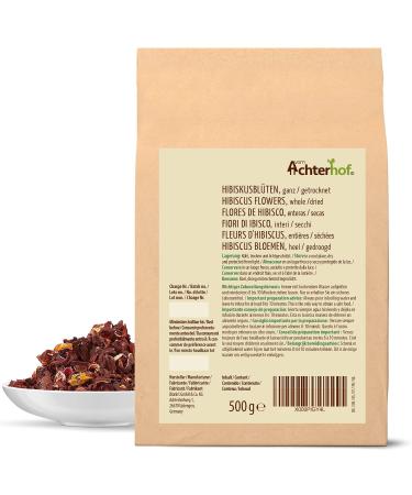 Buy Dried Hibiscus Flowers 500g - Edible & Aromatic | Slightly Sour-Fruity Taste | Sweet Hibiscus Tea from Achterhof - Buy Online on GoSupps.com