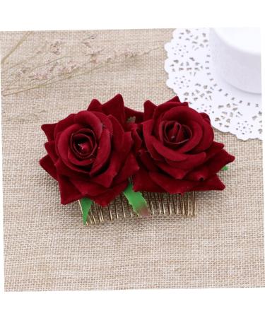 FRCOLOR Hair Accessories Floral Hair Accessories Red Rose Garland Flamenco Dancer Hairstyles Burgundy Rose Petal Comb Bridal Hair Comb Crazy Floral Hair Comb Fork Comb Wreath Child Accessories Flowers - Buy Online on GoSupps.com