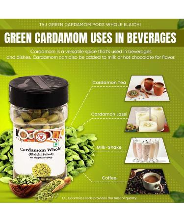 Taj Green Cardamom Pods - Premium Indian Elaichi Elachi, 2oz (56g) - Buy Online on GoSupps.com