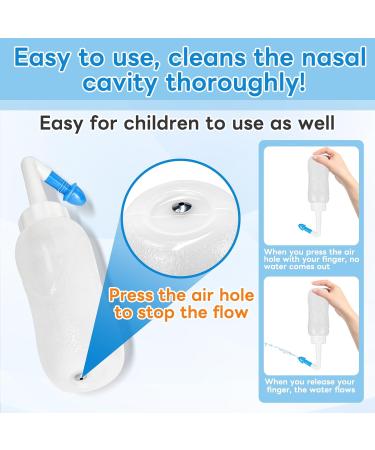 InhwRior Nasal Irrigation Bottle 300ml Manual Sinus Rinse Kit with 50 Packs Powder (2.7g/300ml) 2 Nozzles Easy to Use Gentle and No Burning - Buy Online on GoSupps.com