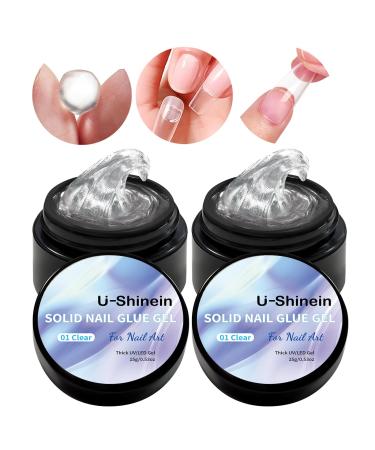 U-shinein 2*15 ml Solid nail glue gel nail tips glue gel for acrylic nails press on solid glue gel nail art manicure glue gel 2*transparent 2 pcs 2*transparent - Buy Online on GoSupps.com