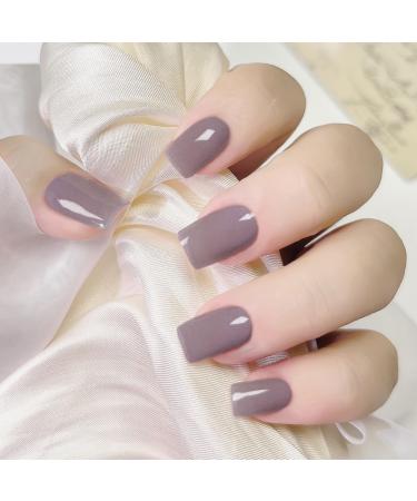 Ceboic Semi Cured Gel Nail Strips 20Pcs Real Gel Nail Polish Stickers Solid Color Self-Adhesive Gel Nail Wraps Waterproof Nail Art Stickers for Women Girls Kids DIY Decorations (Gray)