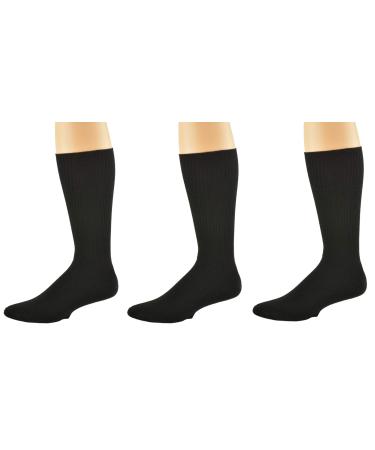 Diabetic Arthritic Men Crew Cushioned Socks 3 Pair Blue socks Machine Washable Breathable Soft Cotton Socks Shoe Size: 6-12 Black