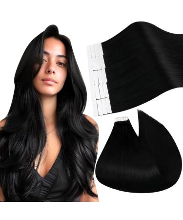 Ugeat tape in extensions real hair black remy real hair tape hair exension black invisible hair extension real hair tapes 20 pieces 50g 45cm 45 cm #1 - Buy Online on GoSupps.com