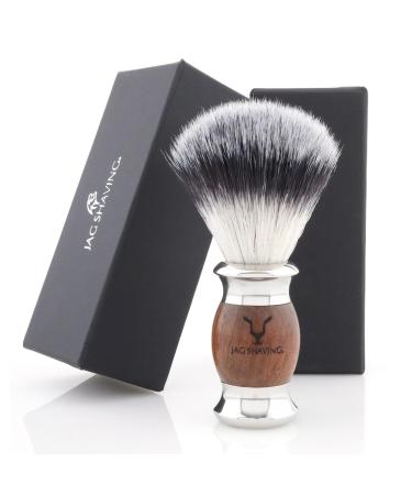 Jag Shaving Shaving Brush Wood and Metal Shaving Brush Synthetic Silver Tip Shaving Brush for Wet Shaving for Men and Women
